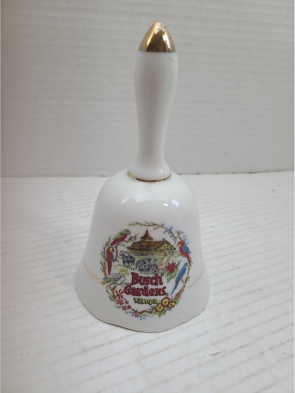 Busch Gardens Tampa Vintage White Porcelain Souvenier Collectible Bell
